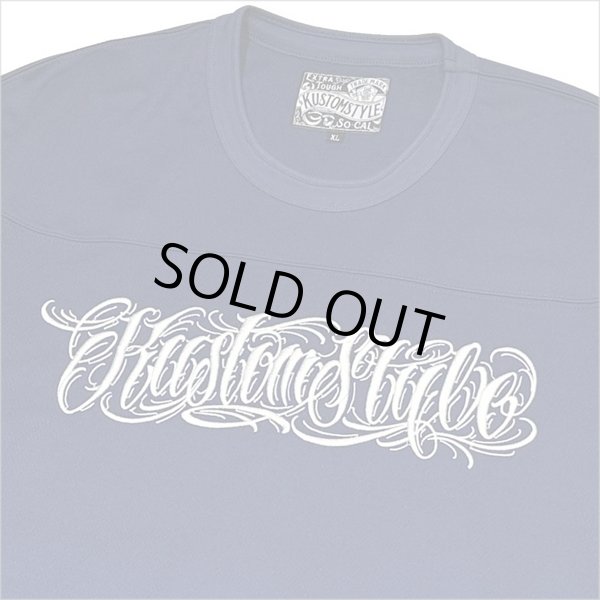 画像4: 【送料無料】KustomStyle カスタムスタイル FUCKIN' SCRIPT- FOOTBALL JERSEY NAVY (4)