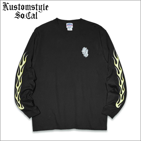 画像1: KustomStyle カスタムスタイル SHOEBOX L/S Tシャツ BLACK (1)