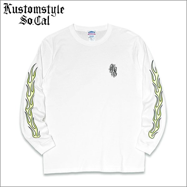 画像1: KustomStyle カスタムスタイル SHOEBOX L/S Tシャツ WHITE (1)