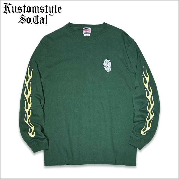 画像1: KustomStyle カスタムスタイル SHOEBOX L/S Tシャツ IVY GREEN (1)
