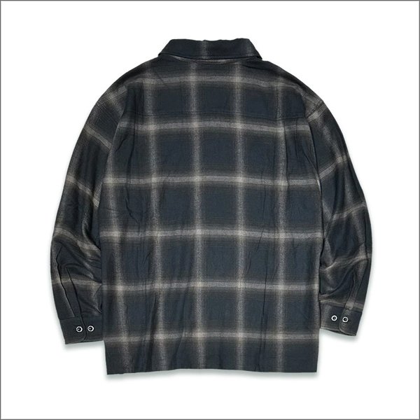 画像2: 【送料無料】KustomStyle カスタムスタイル HAVOC L/Sチェックシャツ BLACK (2)