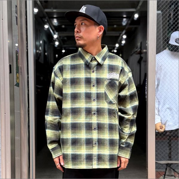 画像3: 【送料無料】KustomStyle カスタムスタイル HAVOC L/Sチェックシャツ GREEN (3)