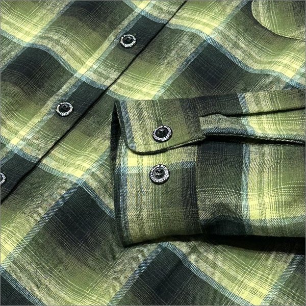 画像5: 【送料無料】KustomStyle カスタムスタイル HAVOC L/Sチェックシャツ GREEN (5)
