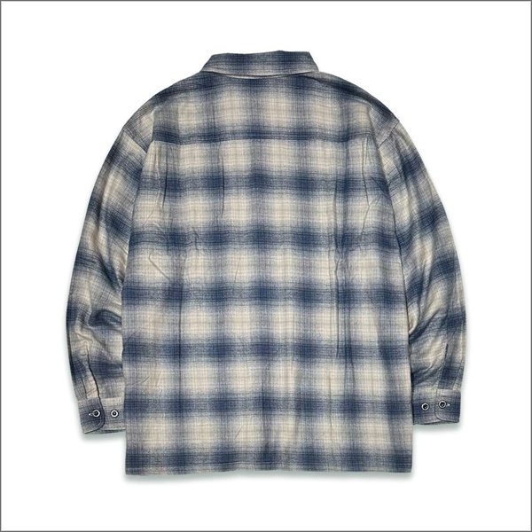 画像2: 【送料無料】KustomStyle カスタムスタイル HAVOC L/Sチェックシャツ L.BLUE (2)
