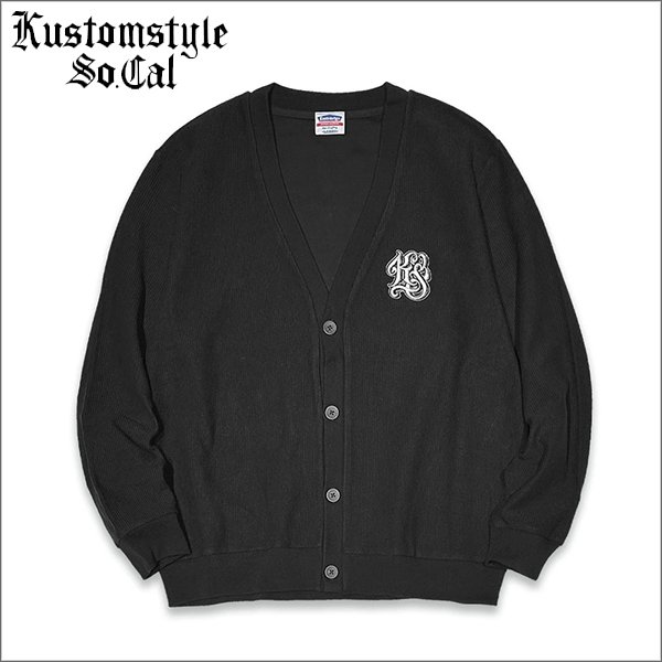 画像1: 【送料無料】KustomStyle カスタムスタイル KS-DROP コーデュロイカーディガン BLACK (1)
