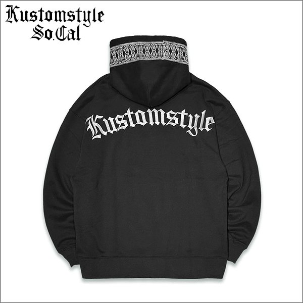 画像1: 【送料無料】KustomStyle カスタムスタイル ARCHED OLD ENGLISH プルオーバーパーカー BLACK (1)
