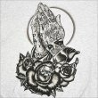 画像4: 【送料無料】KustomStyle カスタムスタイル SKULL ROSE PRAYING HANDS プルオーバーパーカー ASH (4)