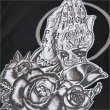 画像4: 【送料無料】KustomStyle カスタムスタイル SKULL ROSE PRAYING HANDS クルーネックスウェット BLACK (4)
