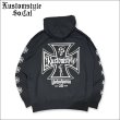 画像1: 【送料無料】KustomStyle カスタムスタイル IRON CROSS 25th プルオーバーパーカー BLACK (1)