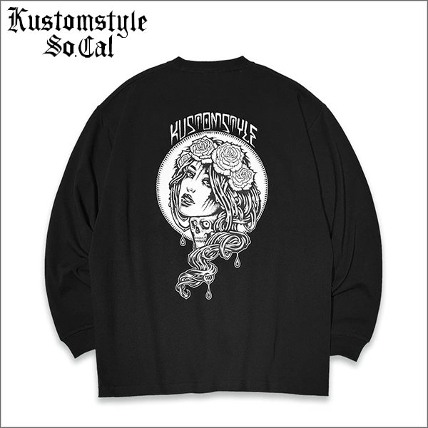 画像1: 【送料無料】KustomStyle カスタムスタイル BARONESS ヘヴィーウェイトBIG L/S Tシャツ BLACK (1)