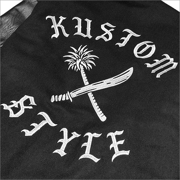 画像4: 【送料無料】KustomStyle x US VERSUS THEM BROTHERHOOD MELTON VARSITY JKT BLACK/WHITE (4)