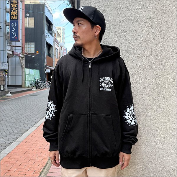 画像3: 【送料無料】KustomStyle カスタムスタイル HOURGLASS ZIPパーカー BLACK (3)