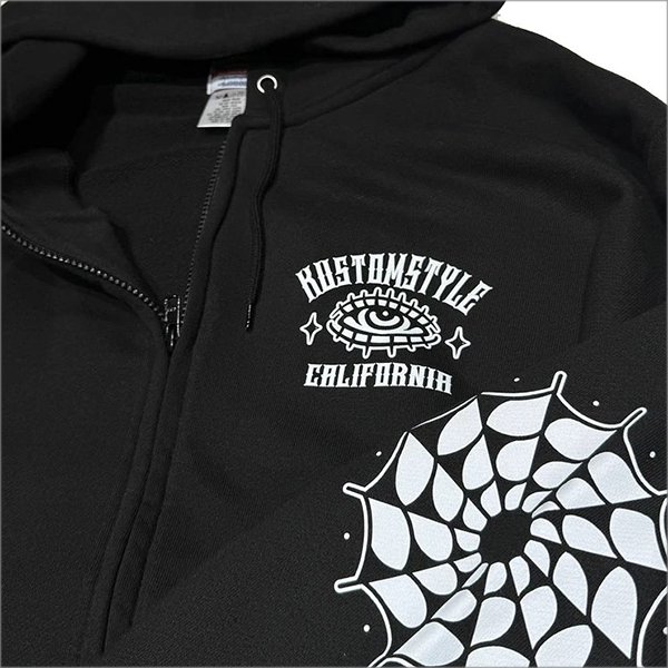 画像4: 【送料無料】KustomStyle カスタムスタイル HOURGLASS ZIPパーカー BLACK (4)