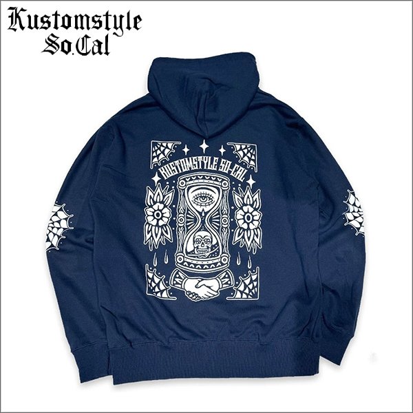 画像1: 【送料無料】KustomStyle カスタムスタイル HOURGLASS プルオーバーパーカー NAVY (1)