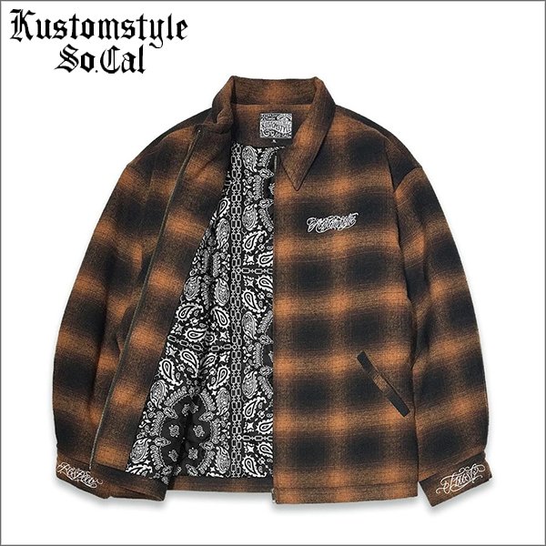 画像1: 【送料無料】KustomStyle カスタムスタイル RESPECT&TRUST HW JACKET BROWN CHECK (1)