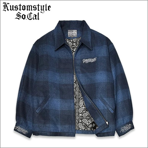 画像1: 【送料無料】KustomStyle カスタムスタイル RESPECT&TRUST HW JACKET NAVY CHECK (1)