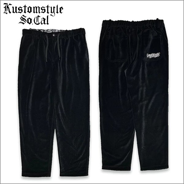 画像1: 【送料無料】KustomStyle カスタムスタイル RESPECT&TRUST VELOUR パンツ BLACK (1)