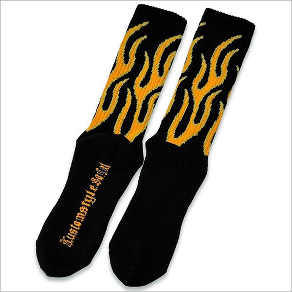 画像2: KustomStyle カスタムスタイル FLAMES SOCKS BLACK (2)