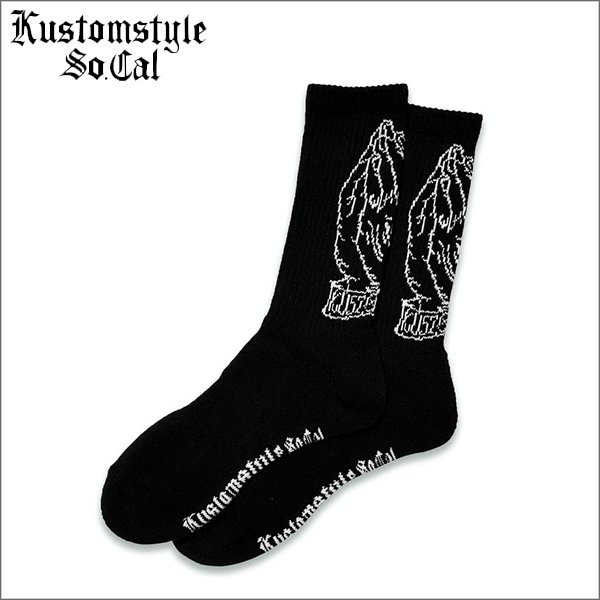 画像1: KustomStyle カスタムスタイル PRAYING HANDS SOCKS BLACK (1)