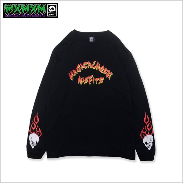 画像1: MxMxM マジカルモッシュミスフィッツ MxMxM FIRE L/S Tシャツ BLACK (1)