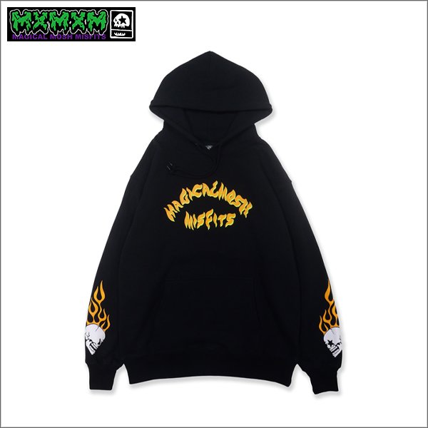 画像1: 【送料無料】MxMxM マジカルモッシュミスフィッツ MxMxM FIRE P/Oパーカー BLACK (1)