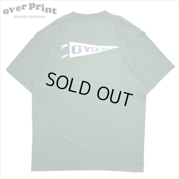 画像1: 【70％OFF】over print オーバープリント back pennant Tシャツ D.GREEN (1)