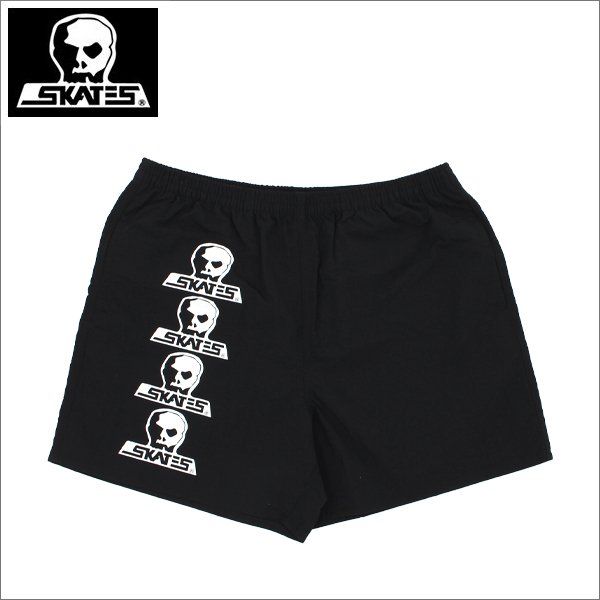 画像1: 【送料無料】SKULL SKATES スカルスケーツ ４ ロゴ ナイロンショーツ BLACK (1)